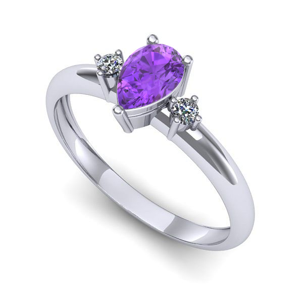 Inel logodna din aur alb cu ametist