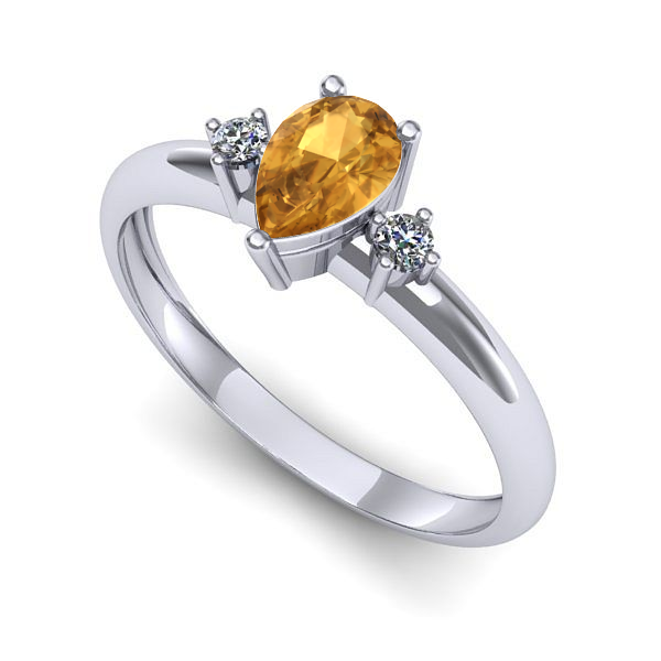 Inel logodna din aur alb cu citrin