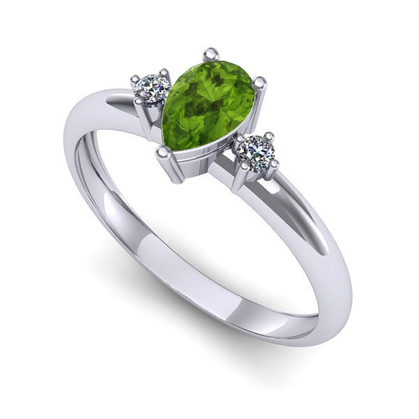 Inel logodna din aur alb cu peridot