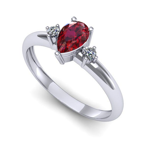 Inel din aur alb cu rubin