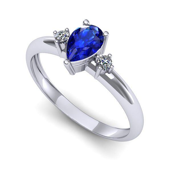 Inel din aur alb cu safir