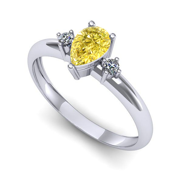 Inel din aur alb cu safir galben