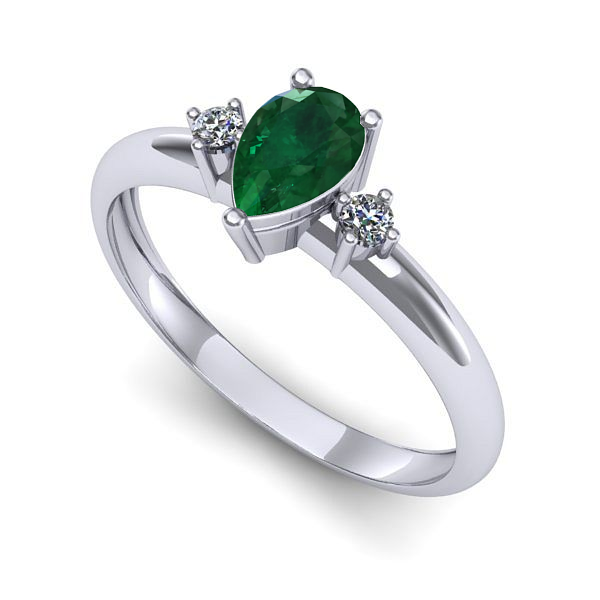 Inel de logodna din aur alb cu smarald