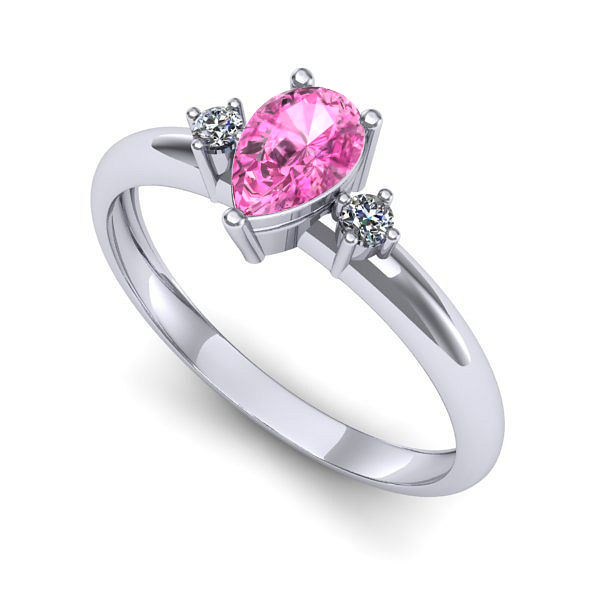 Inel logodna din aur alb cu safir roz
