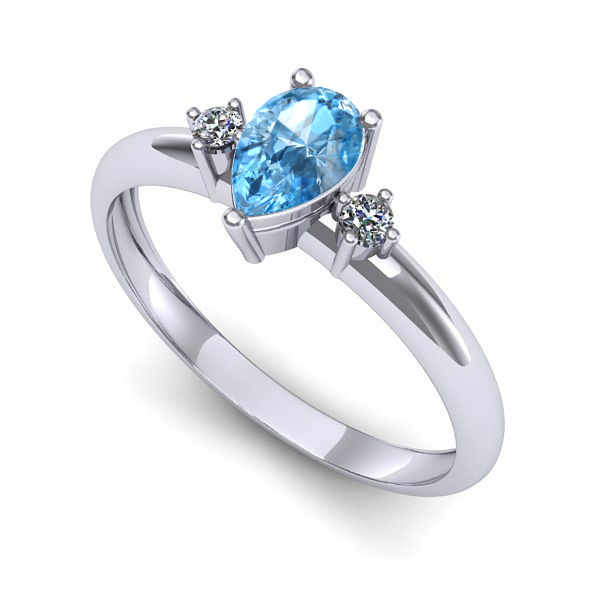 Inel de logodna din aur alb cu topaz blue