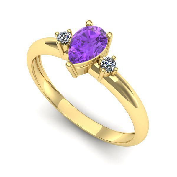 Inel logodna din aur galben cu ametist