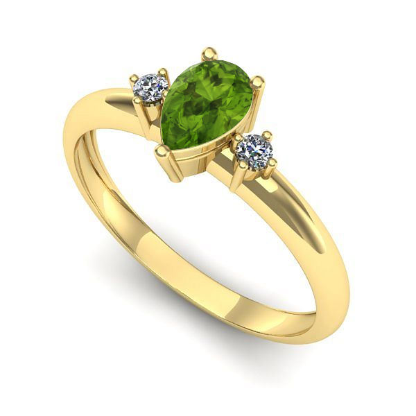 Inel logodna din aur galben cu peridot