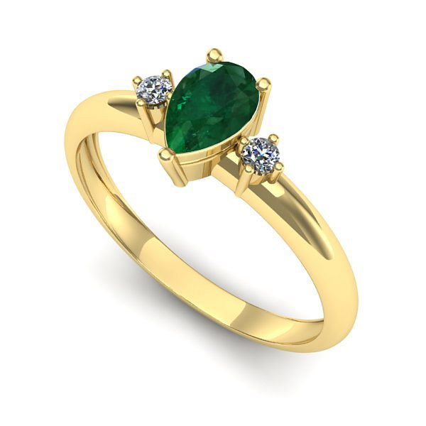 Inel logodna din aur galben cu smarald