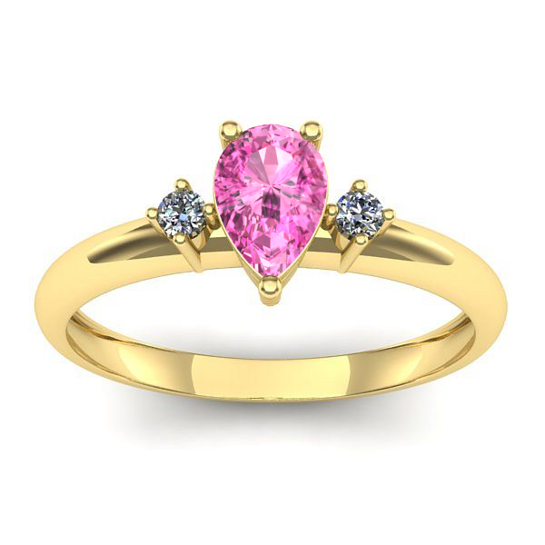 Inel logodna cu safir roz lacrima