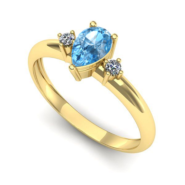 Inel din aur galben cu topaz blue