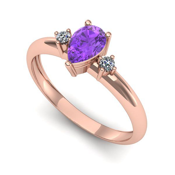 Inel logodna din aur roz cu ametist