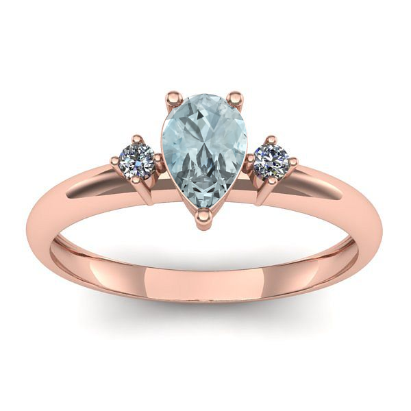 Inel logodna cu aquamarin lacrima
