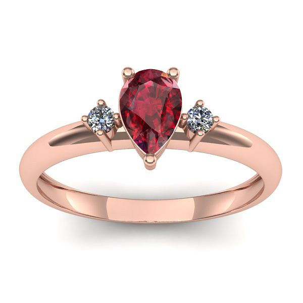 Inel logodna cu rubin lacrima