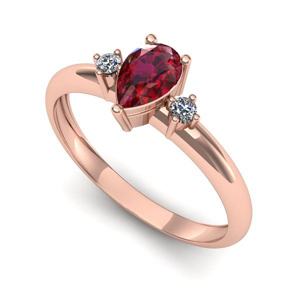 Inel logodna din aur roz cu rubin