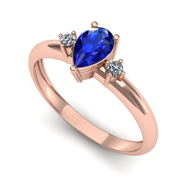 Inel logodna din aur roz cu safir