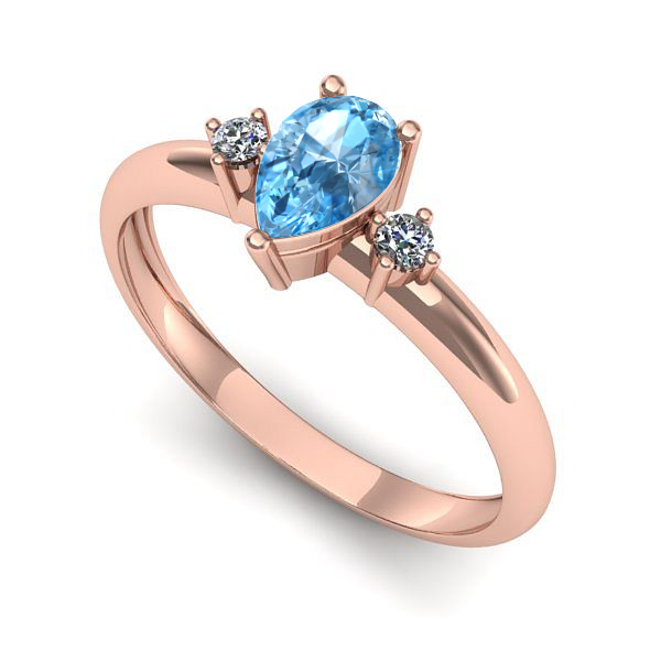 Inel din aur roz cu topaz blue