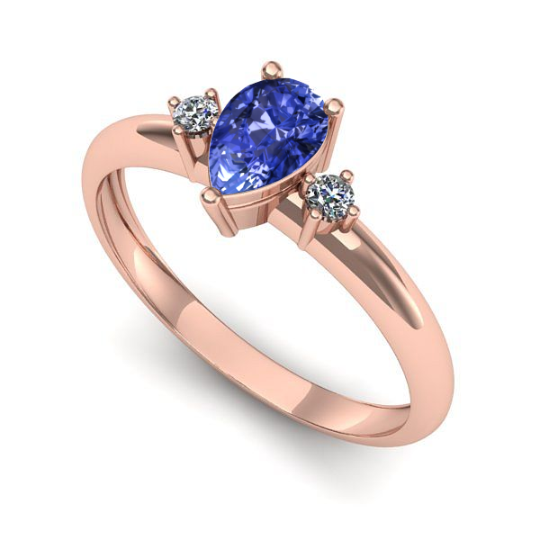 Inel logodna din aur roz cu tanzanit
