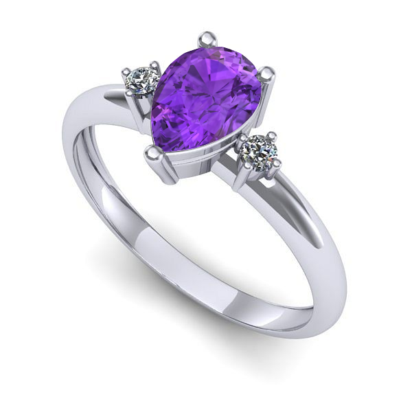 Inel logodna din aur alb cu ametist