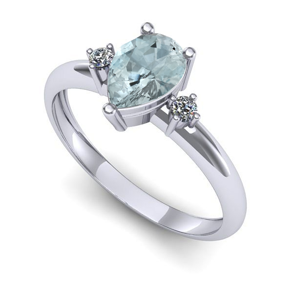 Inel din aur alb cu aquamarin