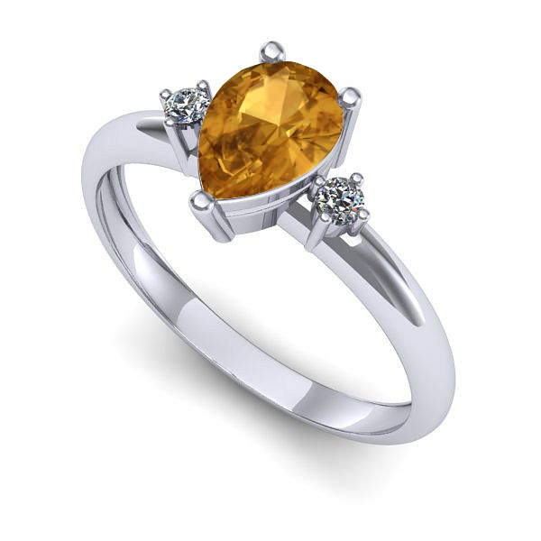 Inel logodna din aur alb cu citrin