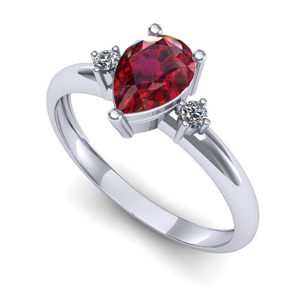Inel de logodna din aur alb cu rubin
