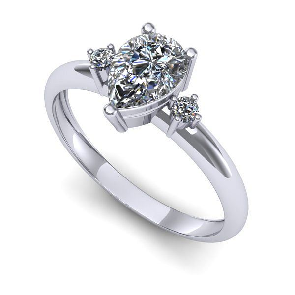 Inel logodna din aur alb cu safir alb