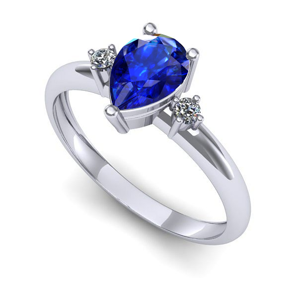 Inel din aur alb cu safir