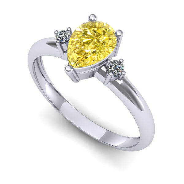 Inel logodna din aur alb cu safir galben