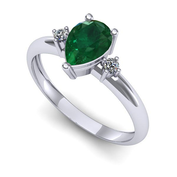 Inel din aur alb cu smarald