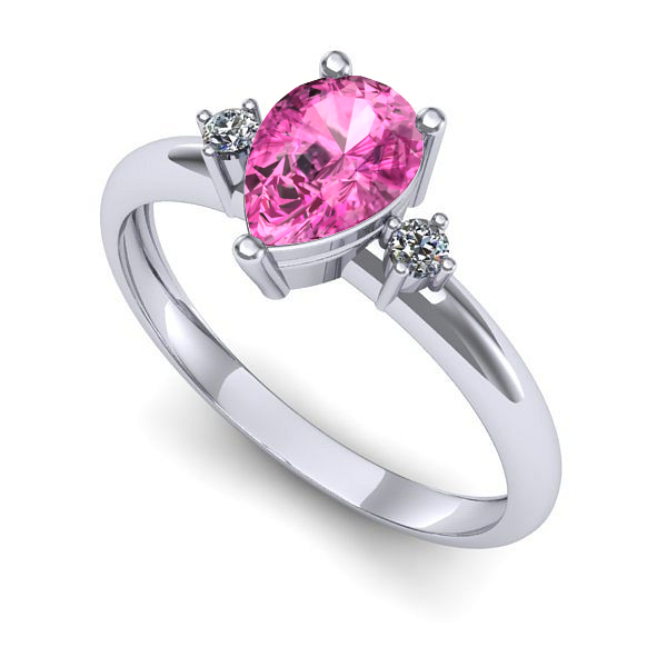 Inel de logodna din aur alb cu safir roz