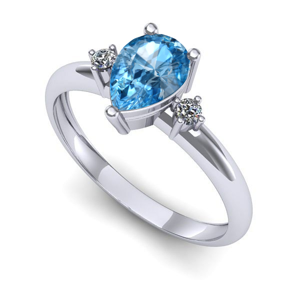 Inel logodna din aur alb cu topaz blue