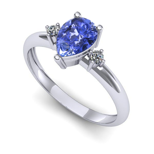 Inel de logodna din aur alb cu tanzanit