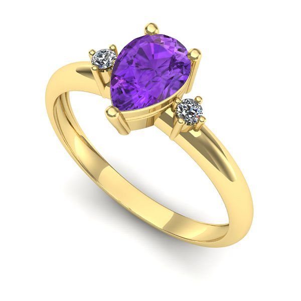 Inel logodna din aur galben cu ametist