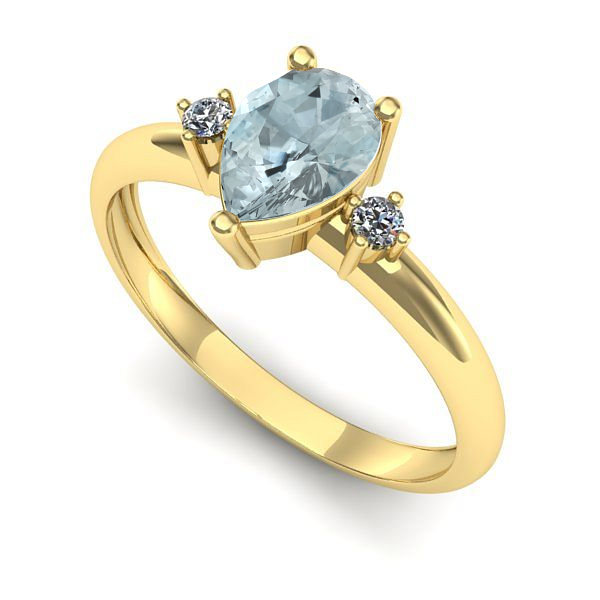 Inel din aur galben cu aquamarin