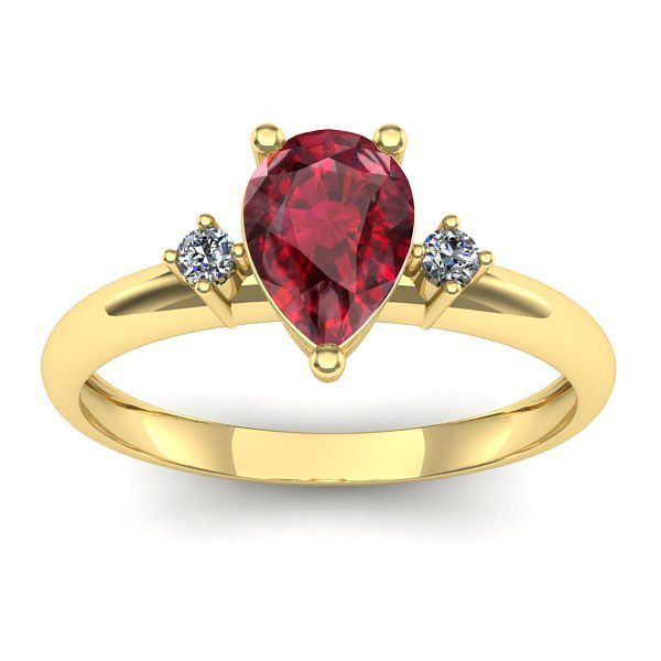 Inel logodna cu rubin lacrima