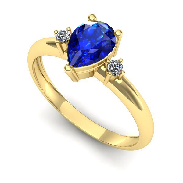 Inel logodna din aur galben cu safir