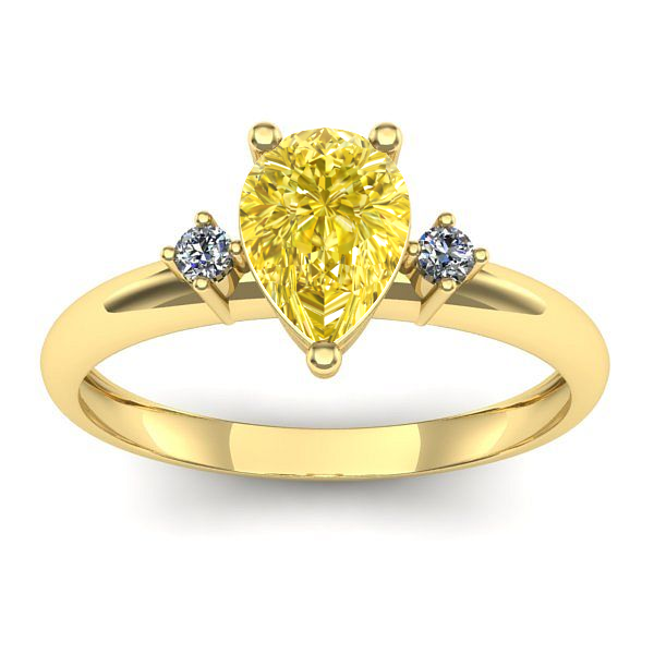 Inel logodna cu safir galben lacrima