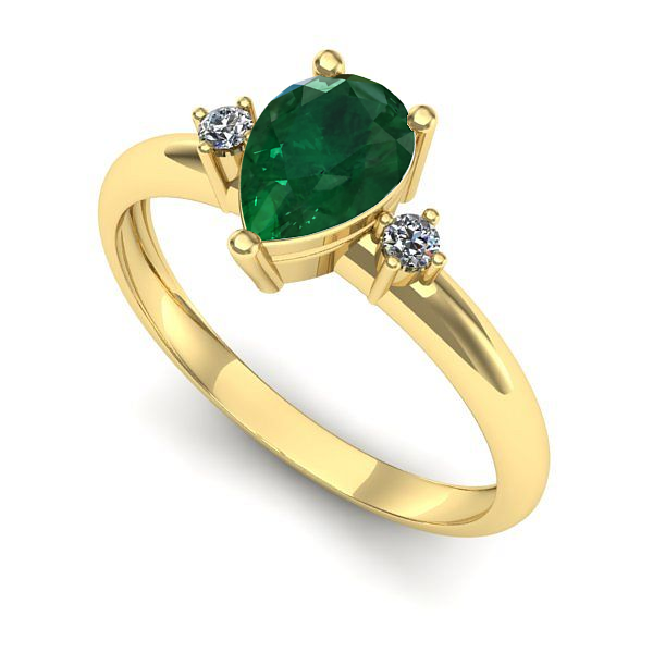Inel de logodna din aur galben cu smarald