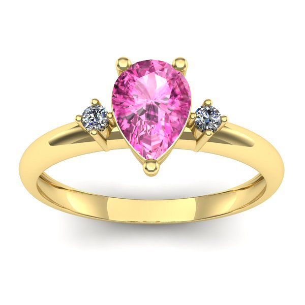 Inel logodna cu safir roz lacrima