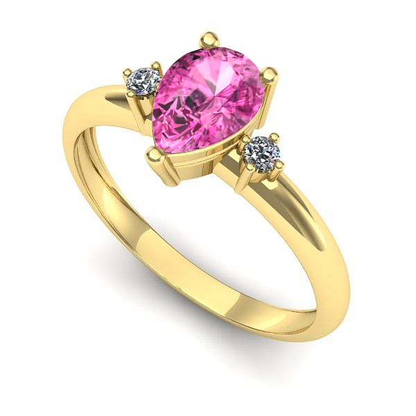 Inel de logodna din aur galben cu safir roz