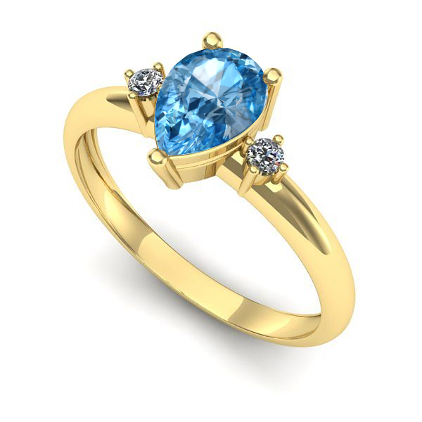 Inel din aur galben cu topaz blue