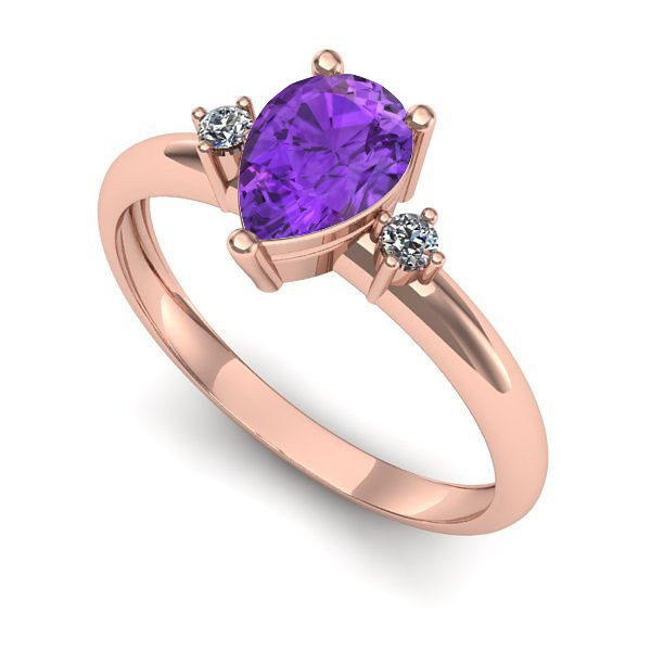 Inel din aur roz cu ametist