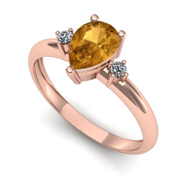 Inel de logodna din aur roz cu citrin