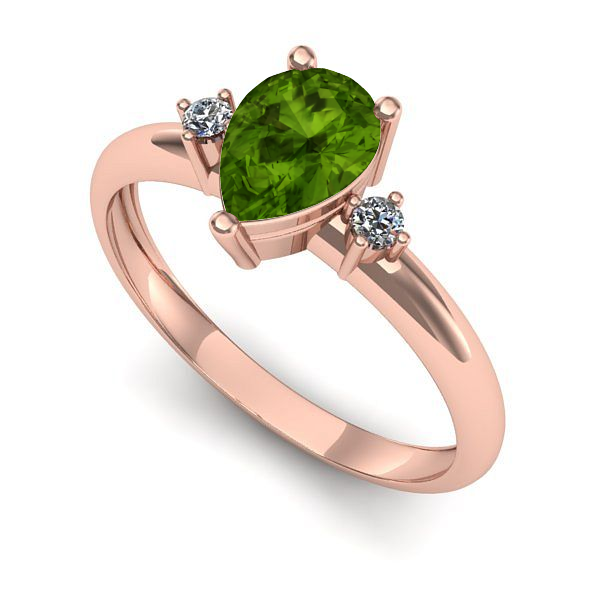 Inel logodna din aur roz cu peridot