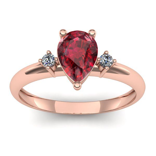 Inel logodna cu rubin lacrima