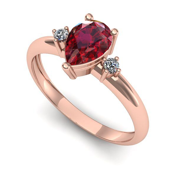 Inel de logodna din aur roz cu rubin