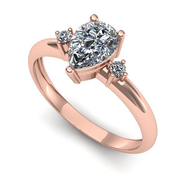 Inel din aur roz cu safir alb