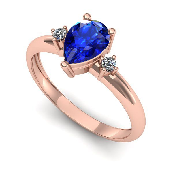 Inel din aur roz cu safir