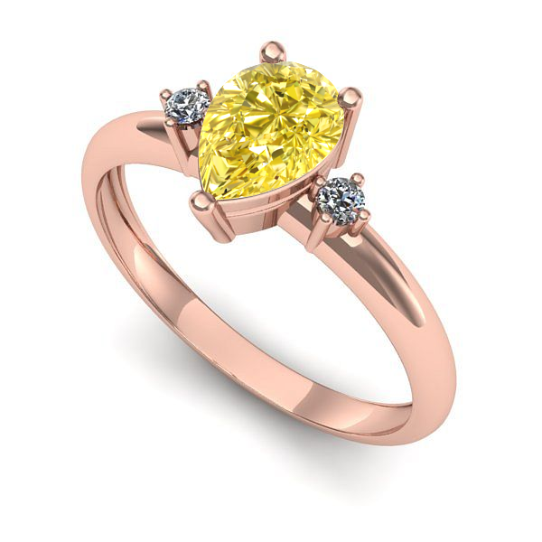 Inel din aur roz cu safir galben