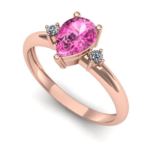 Inel de logodna din aur roz cu safir roz